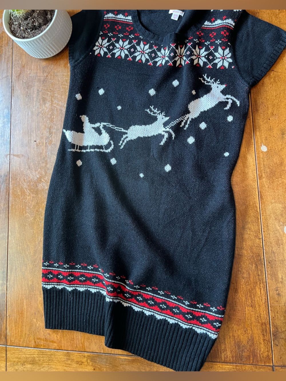 Xhilaration Black Knit Christmas Sweater Dress